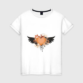 Женская футболка хлопок с принтом Сердце (2) , 100% хлопок | прямой крой, круглый вырез горловины, длина до линии бедер, слегка спущенное плечо | 