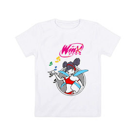 Детская футболка хлопок с принтом Winx Musa (2) , 100% хлопок | круглый вырез горловины, полуприлегающий силуэт, длина до линии бедер | 