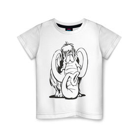 Детская футболка хлопок с принтом Мамонтенок , 100% хлопок | круглый вырез горловины, полуприлегающий силуэт, длина до линии бедер | Тематика изображения на принте: слон