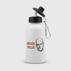 Бутылка спортивная с принтом Bruce Willis , металл | емкость — 500 мл, в комплекте две пластиковые крышки и карабин для крепления | Тематика изображения на принте: 