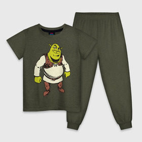 Детская пижама хлопок с принтом Shrek (3) , 100% хлопок |  брюки и футболка прямого кроя, без карманов, на брюках мягкая резинка на поясе и по низу штанин
 | Тематика изображения на принте: shrek | шрек