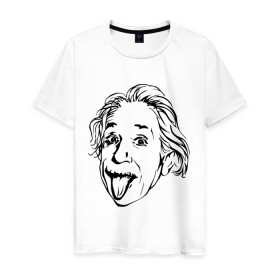 Мужская футболка хлопок с принтом Эйнштейн , 100% хлопок | прямой крой, круглый вырез горловины, длина до линии бедер, слегка спущенное плечо. | albert einstein | альберт эйнштейн | высунутый язык | знаменитость | наука | ученый | физик | эйнштейн