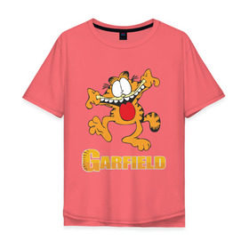 Мужская футболка хлопок Oversize с принтом Garfield , 100% хлопок | свободный крой, круглый ворот, “спинка” длиннее передней части | garfield | гарфилд