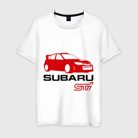 Мужская футболка хлопок с принтом Subaru sti (2) , 100% хлопок | прямой крой, круглый вырез горловины, длина до линии бедер, слегка спущенное плечо. | subaru impreza | subaru impreza wrx sti | subaru sti | wrx sti | авто2012 | импреза | субару | субару импреза