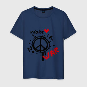 Мужская футболка хлопок с принтом Peace. Make love not war , 100% хлопок | прямой крой, круглый вырез горловины, длина до линии бедер, слегка спущенное плечо. | Тематика изображения на принте: хиппи