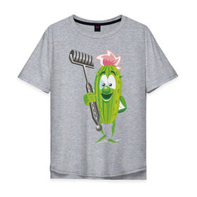 Мужская футболка хлопок Oversize с принтом Огурец , 100% хлопок | свободный крой, круглый ворот, “спинка” длиннее передней части | дача | дачник | овощи | огурец | огурчик | садовод