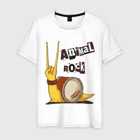 Мужская футболка хлопок с принтом Animal Rock - Животный рок , 100% хлопок | прямой крой, круглый вырез горловины, длина до линии бедер, слегка спущенное плечо. | animal rock | живой рок | прикольные | рок | улитка