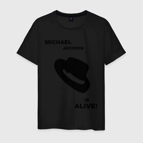 Мужская футболка хлопок с принтом Michael Jackson is Alive , 100% хлопок | прямой крой, круглый вырез горловины, длина до линии бедер, слегка спущенное плечо. | michael jackson | mj | pop | майкл джексон | поп