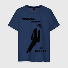 Мужская футболка хлопок с принтом Майкл Джексон жив! , 100% хлопок | прямой крой, круглый вырез горловины, длина до линии бедер, слегка спущенное плечо. | майкл джексон