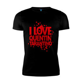 Мужская футболка премиум с принтом I love Quentin Tarantino , 92% хлопок, 8% лайкра | приталенный силуэт, круглый вырез ворота, длина до линии бедра, короткий рукав | кветин таранино | я люблю