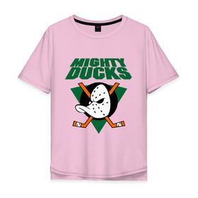 Мужская футболка хлопок Oversize с принтом Anaheim Mighty Ducks (2) , 100% хлопок | свободный крой, круглый ворот, “спинка” длиннее передней части | Тематика изображения на принте: nhl | лига | национальная лига | нхл | хокей | хоккей | хоккейная лига