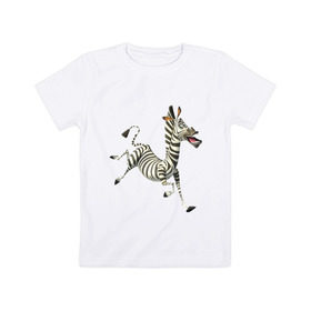 Детская футболка хлопок с принтом Мадагаскар , 100% хлопок | круглый вырез горловины, полуприлегающий силуэт, длина до линии бедер | 