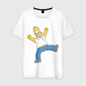 Мужская футболка хлопок с принтом Гомер симпсон , 100% хлопок | прямой крой, круглый вырез горловины, длина до линии бедер, слегка спущенное плечо. | гомер
