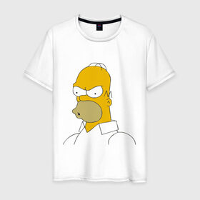 Мужская футболка хлопок с принтом Сердитый Гомер Симпсон , 100% хлопок | прямой крой, круглый вырез горловины, длина до линии бедер, слегка спущенное плечо. | гомер