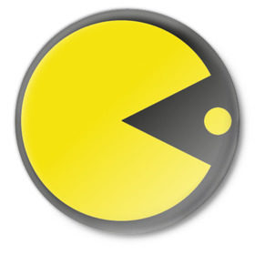 Значок с принтом Пакман ,  металл | круглая форма, металлическая застежка в виде булавки | pacman | пакман | пакмен