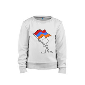 Детский свитшот хлопок с принтом Армения (человек с флагом) , 100% хлопок | круглый вырез горловины, эластичные манжеты, пояс и воротник | armenia | армении | армения | армяне | армянин | армянка | ереван | флаг