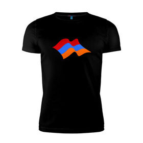 Мужская футболка премиум с принтом Армения (человек с флагом) , 92% хлопок, 8% лайкра | приталенный силуэт, круглый вырез ворота, длина до линии бедра, короткий рукав | armenia | армении | армения | армяне | армянин | армянка | ереван | флаг