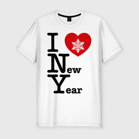 Мужская футболка премиум с принтом I love New Year , 92% хлопок, 8% лайкра | приталенный силуэт, круглый вырез ворота, длина до линии бедра, короткий рукав | Тематика изображения на принте: 2012 | new year | год дракона | нг | новогодний | новый 2012 | новый год | снежинка