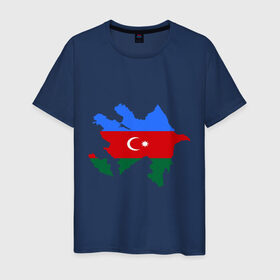 Мужская футболка хлопок с принтом Azerbaijan map , 100% хлопок | прямой крой, круглый вырез горловины, длина до линии бедер, слегка спущенное плечо. | azerbaijan | azerbaijan map | map | азербайджан | азербайджанец | карта азербайджана