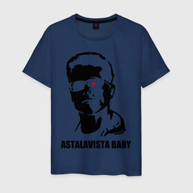 Мужская футболка хлопок с принтом Терминатор Astalavista Baby , 100% хлопок | прямой крой, круглый вырез горловины, длина до линии бедер, слегка спущенное плечо. | terminator | асталависта | терминатор | шварц | шварценеггер | шварцнеггер