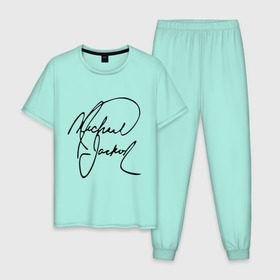 Мужская пижама хлопок с принтом Michael Jackson (автограф) , 100% хлопок | брюки и футболка прямого кроя, без карманов, на брюках мягкая резинка на поясе и по низу штанин
 | Тематика изображения на принте: майкл джексон