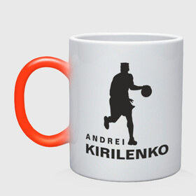 Кружка хамелеон с принтом Андрей Кириленко баскетболист , керамика | меняет цвет при нагревании, емкость 330 мл | Тематика изображения на принте: 