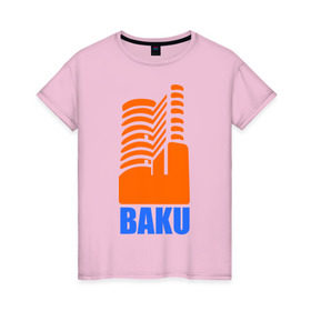 Женская футболка хлопок с принтом Баку , 100% хлопок | прямой крой, круглый вырез горловины, длина до линии бедер, слегка спущенное плечо | azerbaijan | baku | баку | баку  «гыз галасы»   «девичья башня»азербайджан