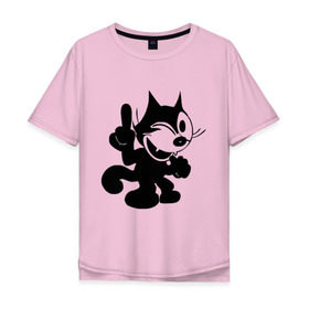 Мужская футболка хлопок Oversize с принтом Cat Fekix , 100% хлопок | свободный крой, круглый ворот, “спинка” длиннее передней части | Тематика изображения на принте: felix | кот феликс | феликс