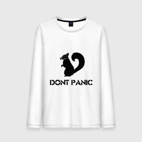Мужской лонгслив хлопок с принтом Don`t panic , 100% хлопок |  | Тематика изображения на принте: dont panic | без паники | белка | противогаз