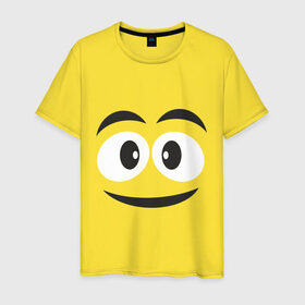 Мужская футболка хлопок с принтом Жёлтый смайл , 100% хлопок | прямой крой, круглый вырез горловины, длина до линии бедер, слегка спущенное плечо. | smile | желтый | лицо | рожа | смайл | смайлик | улыбка