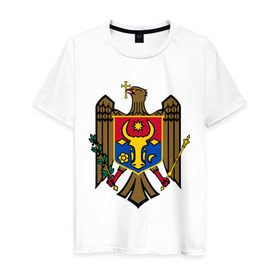 Мужская футболка хлопок с принтом Молдавия герб , 100% хлопок | прямой крой, круглый вырез горловины, длина до линии бедер, слегка спущенное плечо. | герб | герб молдавии | молдавия | молдавия герб