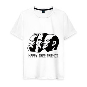 Мужская футболка хлопок с принтом Happy Tree Friends (2) , 100% хлопок | прямой крой, круглый вырез горловины, длина до линии бедер, слегка спущенное плечо. | friends | happy | happy tree friends | lenin | tree | ussr | ленин | ссср | три друга