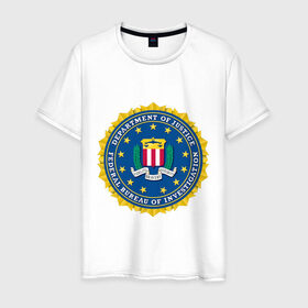Мужская футболка хлопок с принтом FBI (Fidelity Bravery Intergrity) , 100% хлопок | прямой крой, круглый вырез горловины, длина до линии бедер, слегка спущенное плечо. | Тематика изображения на принте: 