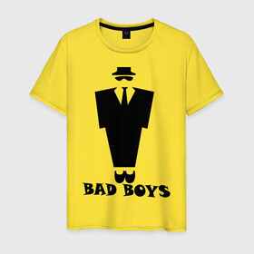 Мужская футболка хлопок с принтом Плохой парниша , 100% хлопок | прямой крой, круглый вырез горловины, длина до линии бедер, слегка спущенное плечо. | Тематика изображения на принте: bad boy