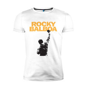 Мужская футболка премиум с принтом Рокки (Rocky Balboa) , 92% хлопок, 8% лайкра | приталенный силуэт, круглый вырез ворота, длина до линии бедра, короткий рукав | емельяненко