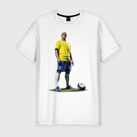 Мужская футболка премиум с принтом Roberto Carlos , 92% хлопок, 8% лайкра | приталенный силуэт, круглый вырез ворота, длина до линии бедра, короткий рукав | Тематика изображения на принте: 