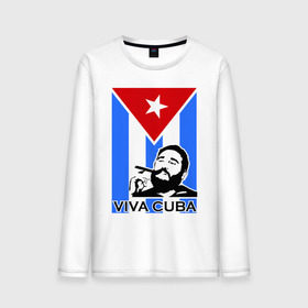 Мужской лонгслив хлопок с принтом Viva, Cuba! , 100% хлопок |  | Тематика изображения на принте: cuba | viva | вива | кастро | куба | кубы | фидель | флаг