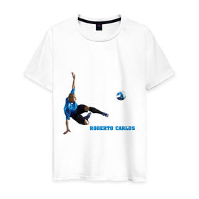 Мужская футболка хлопок с принтом Roberto Carlos(2) , 100% хлопок | прямой крой, круглый вырез горловины, длина до линии бедер, слегка спущенное плечо. | анжи