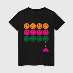 Женская футболка хлопок с принтом Smile Invanders , 100% хлопок | прямой крой, круглый вырез горловины, длина до линии бедер, слегка спущенное плечо | 