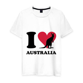 Мужская футболка хлопок с принтом I love Australia , 100% хлопок | прямой крой, круглый вырез горловины, длина до линии бедер, слегка спущенное плечо. | Тематика изображения на принте: i love | i love australia | кенгуру | я люблю | я люблю австралию