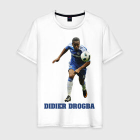 Мужская футболка хлопок с принтом Didier Drogba - Chelsea , 100% хлопок | прямой крой, круглый вырез горловины, длина до линии бедер, слегка спущенное плечо. | 