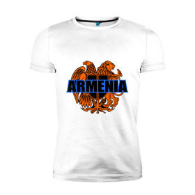 Мужская футболка премиум с принтом Армения , 92% хлопок, 8% лайкра | приталенный силуэт, круглый вырез ворота, длина до линии бедра, короткий рукав | Тематика изображения на принте: armenia | армянин | герб армении