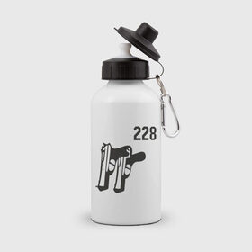 Бутылка спортивная с принтом Пистолеты 288 (4) , металл | емкость — 500 мл, в комплекте две пластиковые крышки и карабин для крепления | Тематика изображения на принте: 228 | пистолеты | стволы