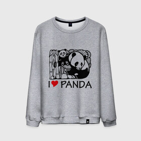 Мужской свитшот хлопок с принтом I love panda , 100% хлопок |  | Тематика изображения на принте: панда