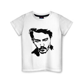 Детская футболка хлопок с принтом Jonny Depp , 100% хлопок | круглый вырез горловины, полуприлегающий силуэт, длина до линии бедер | depp | johnny depp | jonny depp | депп | джек воробей