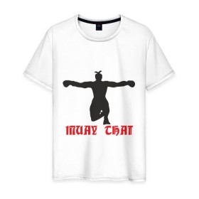 Мужская футболка хлопок с принтом Muay Thai (Муай Тай) (2) , 100% хлопок | прямой крой, круглый вырез горловины, длина до линии бедер, слегка спущенное плечо. | Тематика изображения на принте: емельяненко