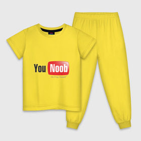 Детская пижама хлопок с принтом You noob , 100% хлопок |  брюки и футболка прямого кроя, без карманов, на брюках мягкая резинка на поясе и по низу штанин
 | ютуб