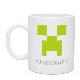 Кружка с принтом Minecraft logo grey (5) , керамика | объем — 330 мл, диаметр — 80 мм. Принт наносится на бока кружки, можно сделать два разных изображения | крипер