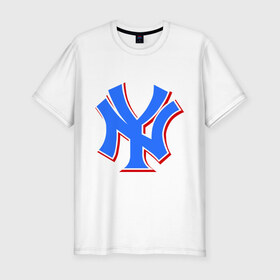 Мужская футболка премиум с принтом NY Yankees blue , 92% хлопок, 8% лайкра | приталенный силуэт, круглый вырез ворота, длина до линии бедра, короткий рукав | baseball | major league basebal | mlb | ny | staten island | yankees | америка | бейсбол | бита | главная лига бейсбола | нью йорк янкиз | статен айленд | сша | янки