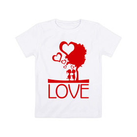 Детская футболка хлопок с принтом Love tree (2) , 100% хлопок | круглый вырез горловины, полуприлегающий силуэт, длина до линии бедер | Тематика изображения на принте: 